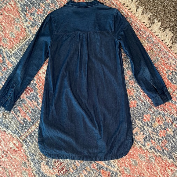 Navy blue long sleeve jean pattern dress - Picture 5 of 10